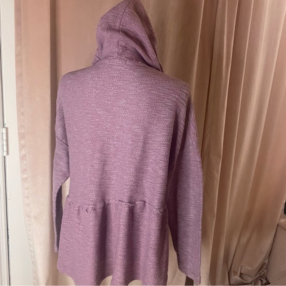 Altar'd State women's purple long sleeve knit hoodie shirt peplum raw edge hem L - Picture 4 of 6